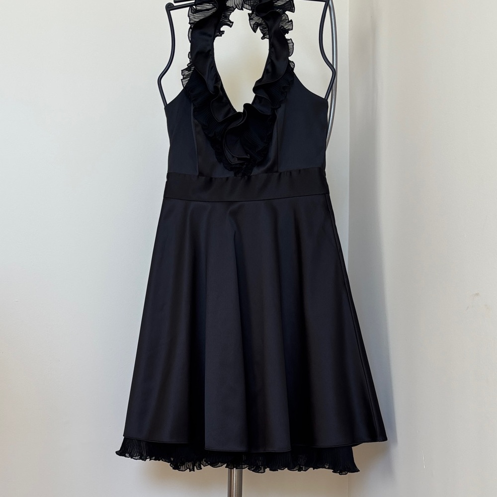 Elegant Black Ruffled Women's Dress